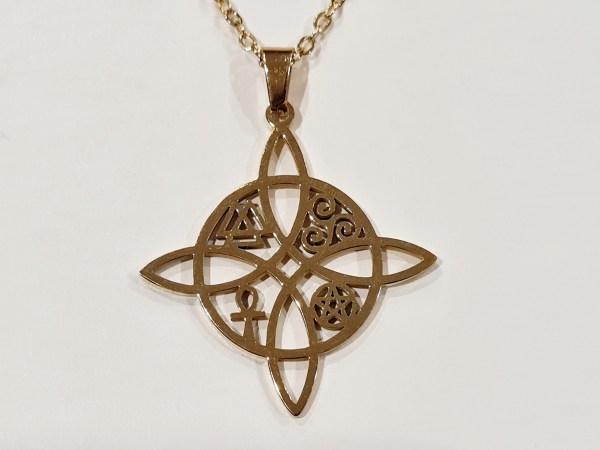 collier noeud de sorcière doré acier inoxydable